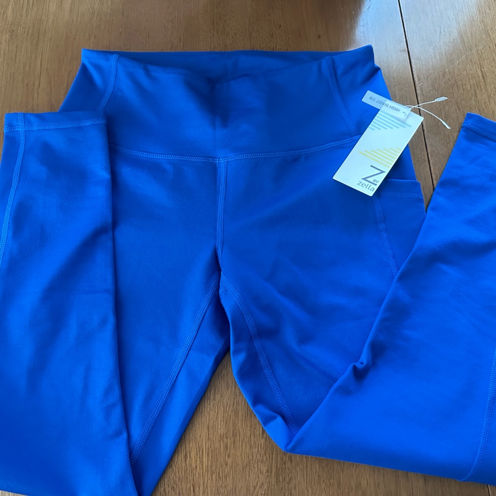 NWT Z by Zella High Waist 7/8 Daily Pocket Leggings Blue